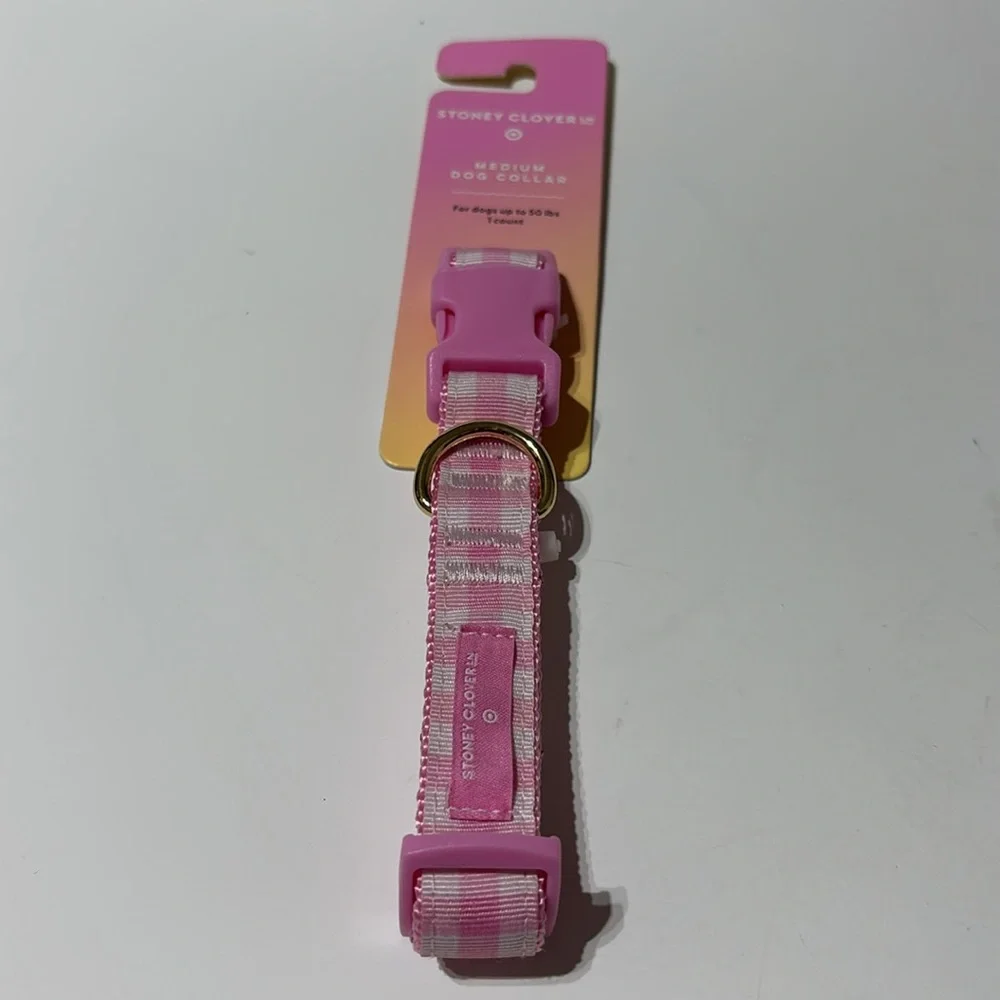 Stoney Clover Lane LIMITED EDITION Medium Pink Gingham Dog Collar